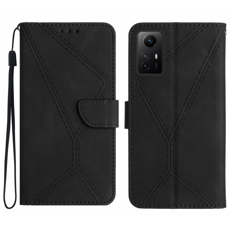 Husa p/u Xiaomi Redmi Note 12S Stitching Embossed Piele Phone Case ( Black)
